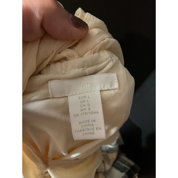H&M Cream Chiffon Maxi Boho Dress Large Sheer Fairy Whimsgoth Romantic Flowing - Picture 7 of 8